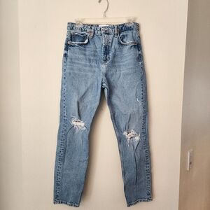 Zara High Rise Women's Straight Leg Jeans in Blue